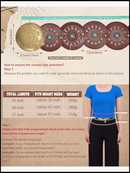 Western PU Leather Belt Wide Waist Boho Chic Concho Buckle Adjustable Fit main image 5